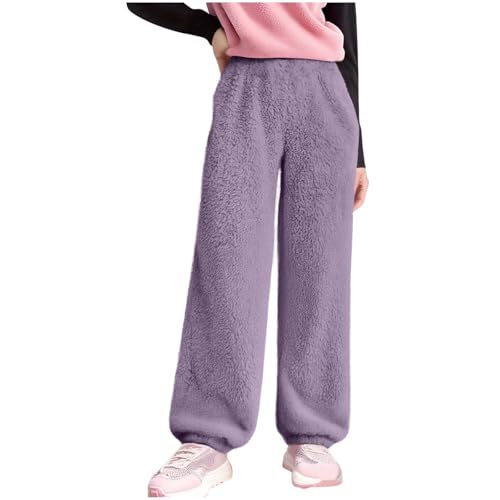Boys Girls Pants Fleece Sherpa Lined Elastic Waist Jogger Sweatpants Winter Warm Casual Outdoor Fashion Kids Trousers