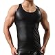 Latex Unterhemd Herren Latex Top Tank Top Latex Männer Feinripp Latex ärmellos Muskelshirtst Männer Sportunterhemden ärmellose Westen für Herren Wetlook Shirts Lack Leder Erotik Shirts Tops