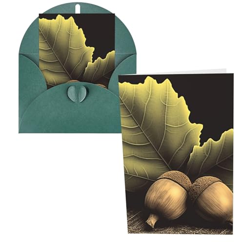 QMNSEHF 2つのドングリグリーティングカード 封筒付き Thank YouCard Happy Birthdayカード 女性用 男性用 クリスマス ハロウィン 結婚式 空白 ノートカード あらゆる機会 グリーティングカード 4x6
