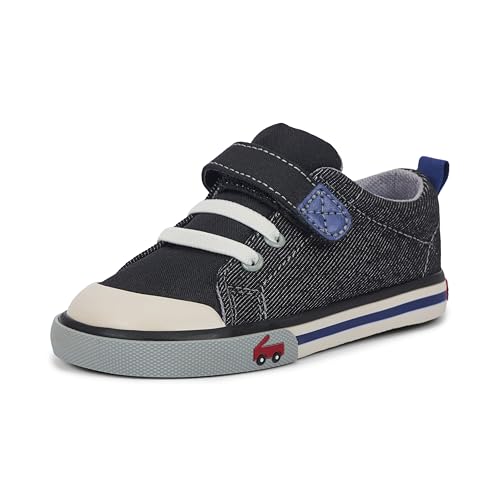 See Kai Run Stevie II Sneakers - Casual Play Shoes for Everyday Wear, Raven Black, Toddler 8
