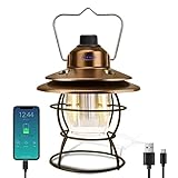 Chilymes Campinglampe Retro Camping Laterne USB Aufladbar LED Laterne Ipx4 Wasserdicht Campingleuchte Dimmbar 280 Lumens Outdoor Lampe FüR Reisen, Angeln, Wandern, Garten
