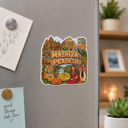 Image of Zesta Wooden Fridge Magnets Set | Refrigerator Decor Magnets for Kitchen | India Souvenir Fridge Magnet Collection | Wooden Magnet for Fridge Door Decoration (Madhya Pradesh)