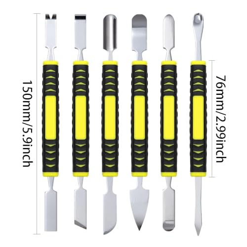 YDHfdc 6 Stücke Metall Brecheisen Set Kleiner Metall Spudger Doppelkopf DemontageWerkzeug Metall Brechstange für iPad, Laptops, Mobiltelefone, Elektronik