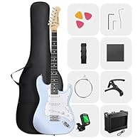 COMPLETE BEGINNER’S PACKAGE：Open the box, and you’re ready to play. This beginner kits includes the DST-80 electric guitar, custom 5W amplifier, durable gig bag, capo, strap, extra strings, digital tuner, amp cable, picks, and access to free online l...