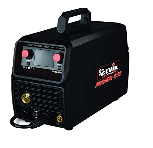 CEVIK PRO - Equipo de Soldadura Inverter 3 en 1 CE-PROMIG200 - 200A para MIG, TIG y MMA - Pantalla Digital LCD - Fácil Transporte