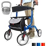 Vive Mobility Rollator Walker with Seat - Senior Easy Drive Folding Frame, Lightweight, Foldable, with Basket Support - Comfort Handles & Thick Backrest - Mobility Aid Accessories
