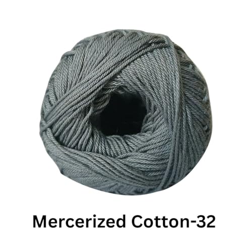 Image of VCR 4 Ply Dark Grey 100% Mercerized Cotton Yarn, 60 Grams Hank, 190 Meters Length, Cotton Combed Ball, Smooth and Glossy Crochet Yarn for Crochet and Knitting, Pack of 1, Suitable for DIY Crafts