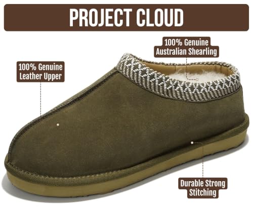 Image of Project Cloud Mens Slippers Genuine Leather Australian Shearling Slippers