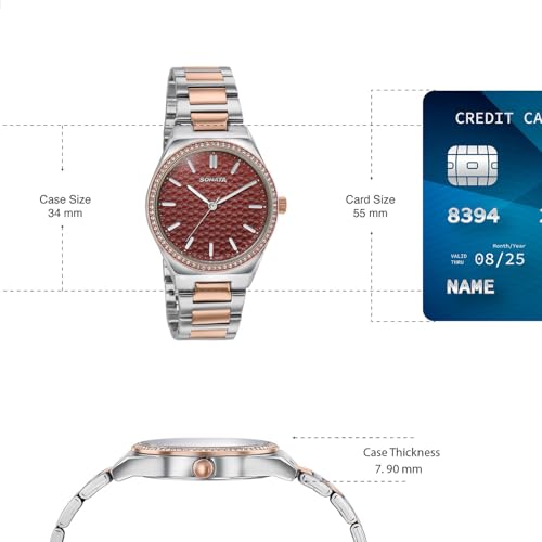 Image of Sonata Jashn with Quartz Analog Marron Dial IPS /IPRG Strap Women's Wedding Watch - 87120KM02