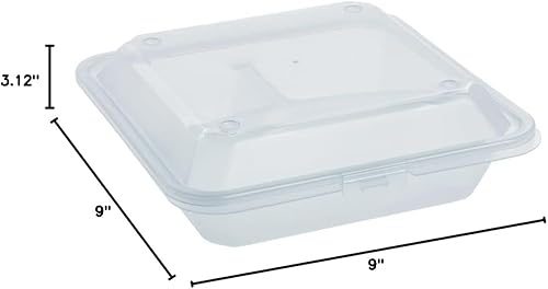 Miniatura 7 de HUBERT Contenedor reutilizable para llevar con 3 compartimentos de polipropileno, 9 pulgadas de largo x 9 pulgadas de ancho x 3 18 pulgadas de alto