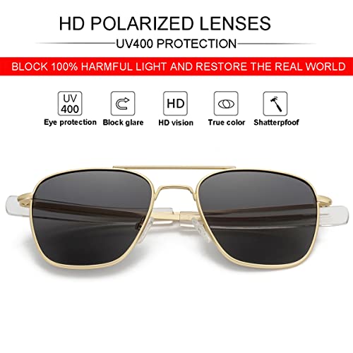 JOVAKIT Men's Polarized Aviator Sunglasses Retro Military Style Pilot Sun Glasses Bayonet Temples UV400 Protection3