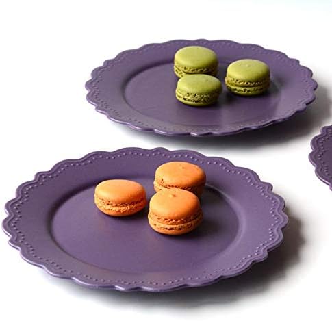 ドット レリーフ リム花プレート 23cm 男女兼用 丸皿 パープル パスタ皿 サラダ皿 お皿 おしゃれ 洋食器 皿 大皿 食器 カフェ食器 デザート皿 盛り皿 主菜皿 ディナープレート カフェ風 ワンプレート