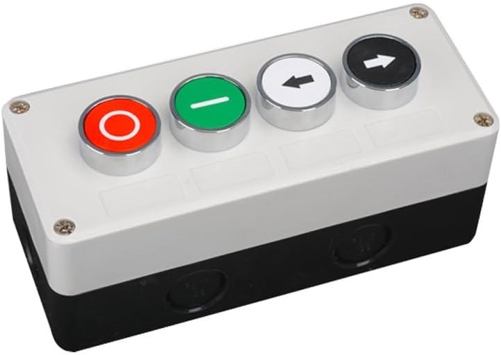 New XB2 Metal Button Switch Control Box Start Stop Industrial Identification Symbol self Reset Circular Emergency Stop Switch(3Hole-03)