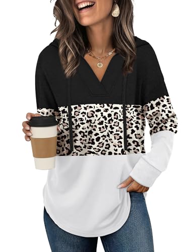 Image of Sampeel Hoodies for Women Trendy Fall Fashion 2025 V Neck Oversized Sweatshirt Plus Size Tops Clothes