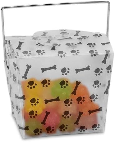 Paw Print Chinese Take Out Boxes 4" X 3 1/2" | Quantity: 12
