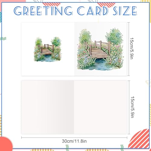 Image of AiYuanzsh 6 Pack Garden Landscape Diamond Painting Greeting Card Kits with Envelopes, 5D DIY Diamond Art Cards for Adults, Handmade Card Craft Kit for Holiday Birthday Wishes (30x15cm)