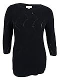 Charter Club Womens Plus Pointelle 3/4 Sleeves Pullover Sweater Navy 3X
