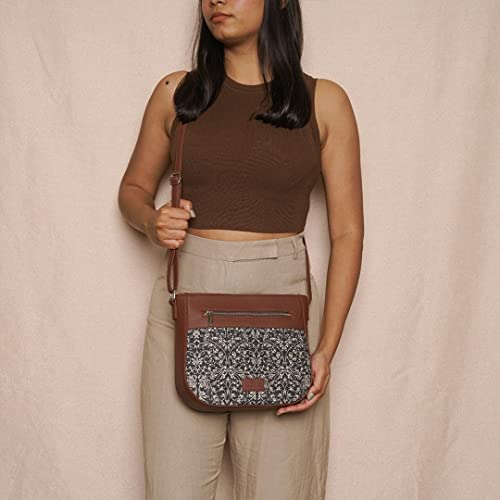 Image of ZOUK Women's Handcrafted Black Lattice Lace U Shaped Sling Bag