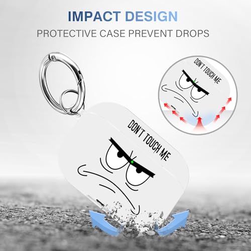 Image of for Airpods Pro 2nd Generation Case,Don't Touch Me Cool Cover with Lanyard Big Eyes Cute Cartoon for Airpods Pro 2nd Generation Case,Soft Shockproof Cover for Women Men-White