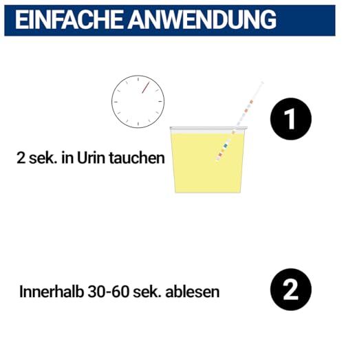 100x 10in1 Urinstreifen Teststreifen Selbsttest mit 10 Indikatoren Gesundheitstest Urinanalysestreifen Harnwegsinfektion, Ketose, Diabetes, Glucose, pH, Protein