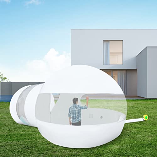 RocoReny 10ft Inflatable Bubble Tent House Clear Dome,Half Transparent Bubble Balloon House with 350W Quiet Air Blower for Backyard Stargazing All-Weather Campsite 6.6FT Tunnel (Translucent)
