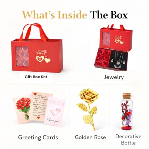 Image of Yadava Artificial Red Rose Flower for Valentine Day Gift Romantic Gift for Girlfriend Boyfriend Husband Wife | Cute Star Keychain, Message Bottle & Love Cards in Premium Gift Box (Vint Bag)