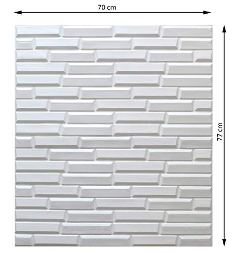 Image of 3D Oblique Pattern Wall Sticker - White PE Foam Self-Adhesive Waterproof Panel for Bedroom, Living Room & Office | Washable DIY Wallpaper (70 x 70 cm)