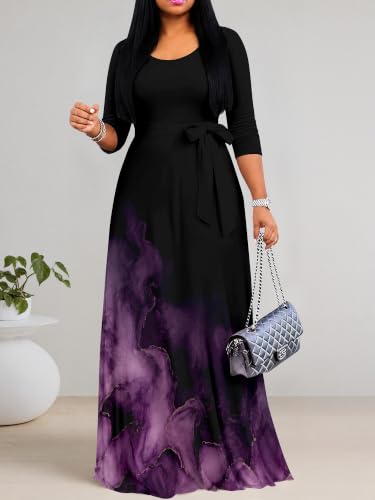 Image of Women's 3 /4 Sleeve Maxi Dress with Pockets