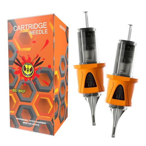BIGWASP Energy Agujas de Cartucho para Tatuajes - 50 Piezas Mezcladas Desechables, Aguja Redonda Liner 0,30 mm #10 Bugpin RL (3RL, 5RL, 7RL, 9RL, 11RL) para Máquina de Tatuaje Rotativa