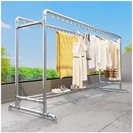 Heavy Duty Clothes Drying Rack with Windproof Hooks - Indoor/Outdoor Laundry Hanger for Blankets, Sheets, Skirts & Shoes - High Capacity, Sturdy Design (160x80x160CM)
