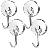 MIKEDE Magnetic Hooks Heavy Duty, 110LB Swivel Swing Strong Magnetic Hooks Cruise,Neodymium Hook Magnets for Home, Kitchen, Workplace, Metal Door, Office and Garage - Pack of 4