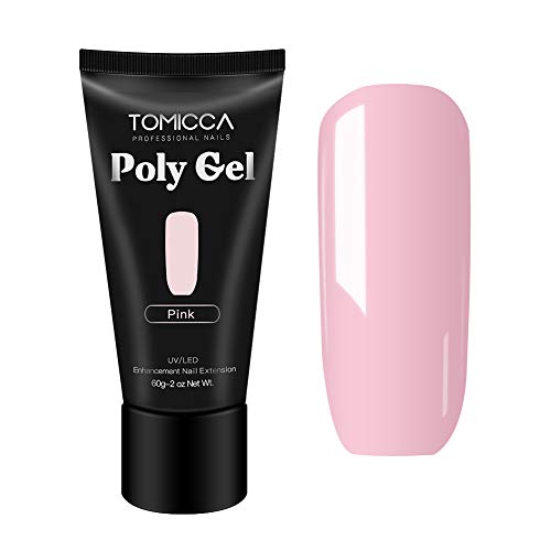 TOMICCA 60ML Poly Nail Gel Builder Nail Extension Gel Nail Enhancement Nail Thickening Solutions (Pink)