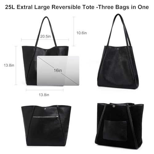 Bolso tote grande para mujer 25L cuero vegano miniatura 4