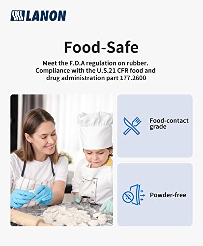 Lanon Food Safe Disposable Nitrile Gloves, Latex Free, Power Free, Textured Fingertips, Cooking, Cleaning, Blue, Xl #TOP4