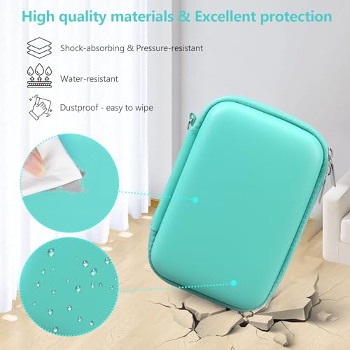 Image of Camera Case for Canon PowerShot ELPH 360 HS A, IXY 650 /ELPH 360 Camera Protective Case Storage Holder Travel Bag with Wrist Strap, Mesh Pocket for Battery Pack, USB Cable, Green