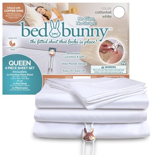 Bed Bunny Locking Fitted Sheet Set Hugs Mattress Wont Slip Stays Tight AS-SEEN-ON-TV CopperSoft Luxurious Comfort Copper Infused Helps Sheet Stay Fresh Between Washes