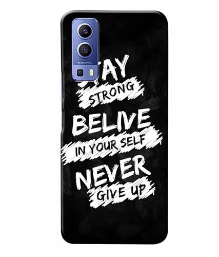Image of Stay Strong Motivation Quotes Printed Hard Back Case Cover & Compatible for Vivo Y72 5G (Multicolor) - D1810