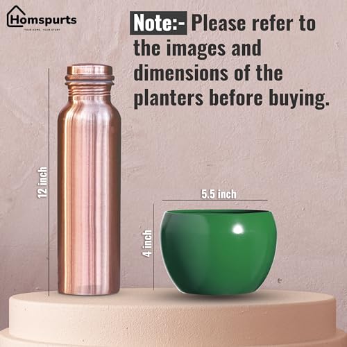 Image of Sunshine Elegant Matte Finished Tabletop Red & Green Combo Flower Pot Planter | Metal Plant Pot for Indoor Succulent Plants, Living Room, Home Decor, Office, Restaurant (Set of 2)