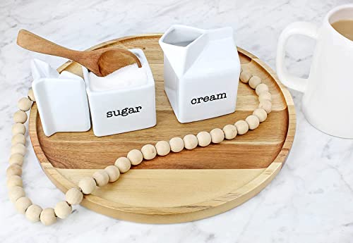Darware Sugar And Creamer Set, Milk Carton Shaped White Ceramic Cream Jug And Sugar Bowl #TOP3
