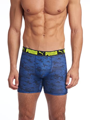 Puma Men's 3 Pack Performance Boxer Briefs, Elecktro Blue Camo, Large #TOP6