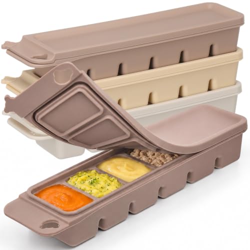 Mimorou 3 Pack Silicone Baby Food Freezer Trays with Lids, 100% F...