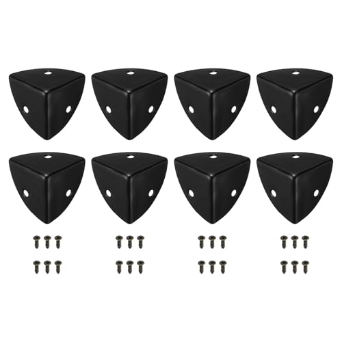Image of uxcell 8 Pcs Decorative Box Corner Cover, 28mm Metal Edge Guard, Furniture Corner Edges Protector with Screws, Black