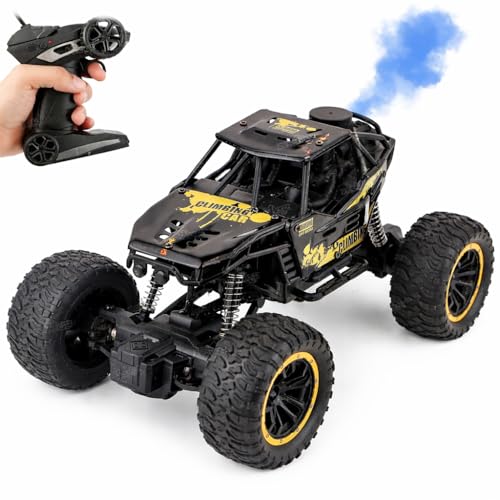 Image of Remote Control Car for Kids with Mist Smoke Effect 2 Wd Monster Truck Rock Crawler Climbing Rc Toy Vehicle Car for Boys and Girls Random Colour