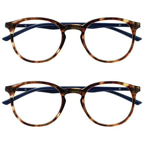 Opulize Met Pack 2 Blocage Lumière Bleue Lunettes De Lecture Ordinateur Jeu Marron Écaille Hommes Femmes BB60-2 +2,00 Cover