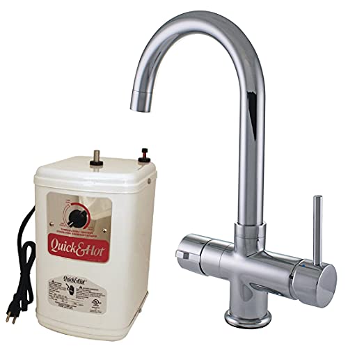Westbrass D282HFP-26 14" Contemporary 1-Handle Hot and Cold Water Dispenser Faucet with Instant Heating Tank, Polished Chrome