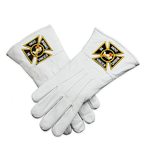 Knights templar masonic leather gloves - [white]