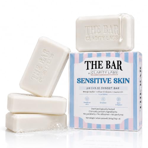 Image of Clarity Labs | SENSITIVE SKIN | pH 5.5 SYNDET BAR | (Pack of 4) | Carnauba Wax | Mango Butter | Soap free cleanser | For Sensitive Skin | Moisturizing bathing bar for Babies, Teens and Adults
