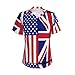 Women's Boho Tops Floral V Neck Short Sleeve Summer Blouse Shirts, USA American British Flag Hawaiian Shirts
