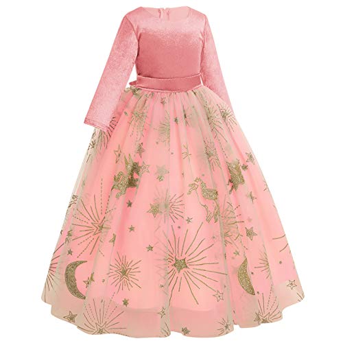 Flower Girls Vintage Lace 3/4 Sleeve Bridesmaid Velvet Dress Princess Wedding Party Pageant Evening Formal Prom Ball Gown2