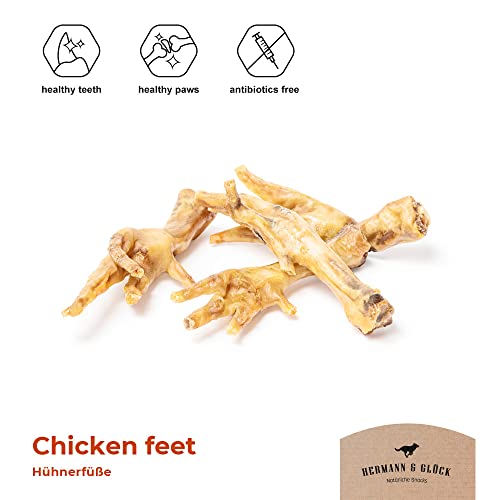Hühnerfüsse Für Hunde 1kg/2kg GETREIDEFREIE Hermann & Glück Premium Natural Hundeleckerli Mundhygiene Kausnacks Für Hunde Hundesnacks Getrocknete Hühnerfüße für Hunde Hühnerfuß